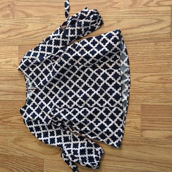 Crown & Ivy kids pink white and navy boho peasant blouse girls size XL LIKE NEW - Picture 1 of 4